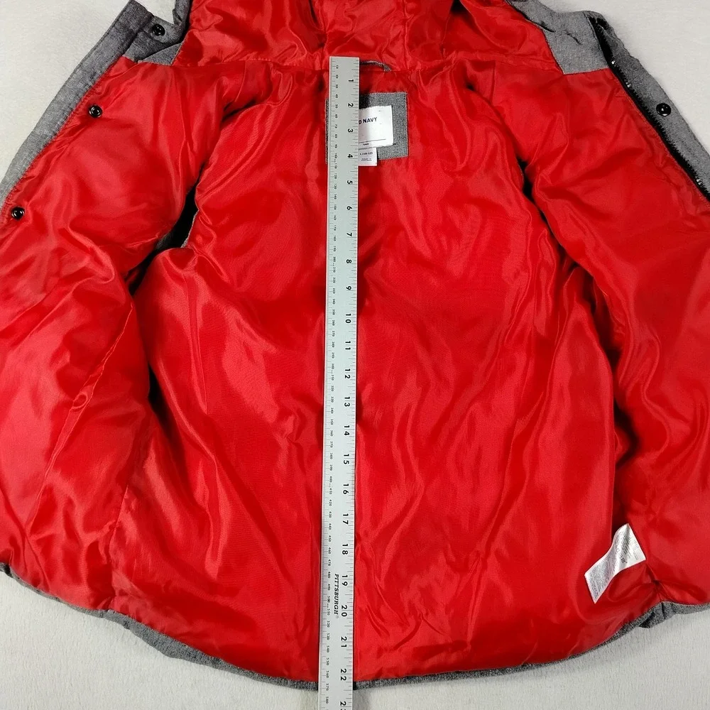 Old Navy Vest Youth Large 10-12 Gray Hooded Quilted Puffer School Winter Warm